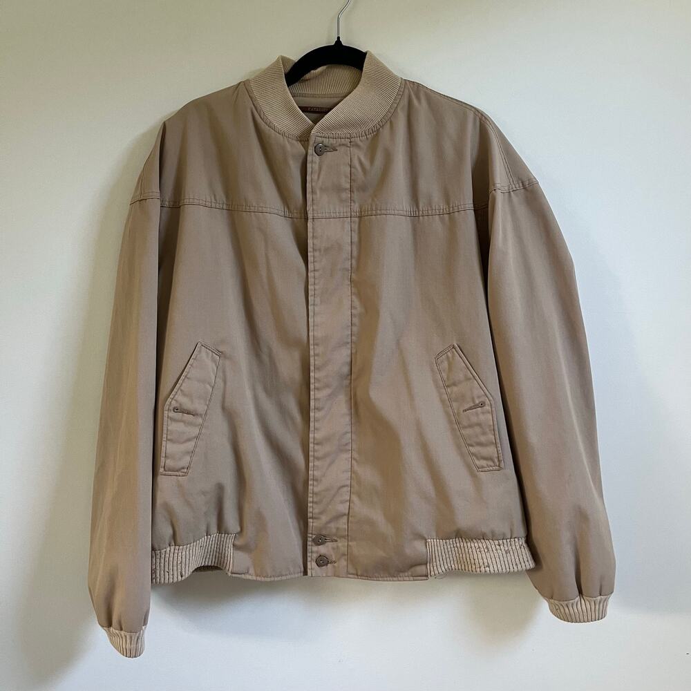 Vintage 1980s La Paz by Catalina Mens Bomber Jacket 46 Tan Full Zip Workwear